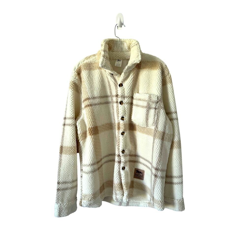 MGM Springfield Sherpa Oversized Jacket Cream Tan Size Large